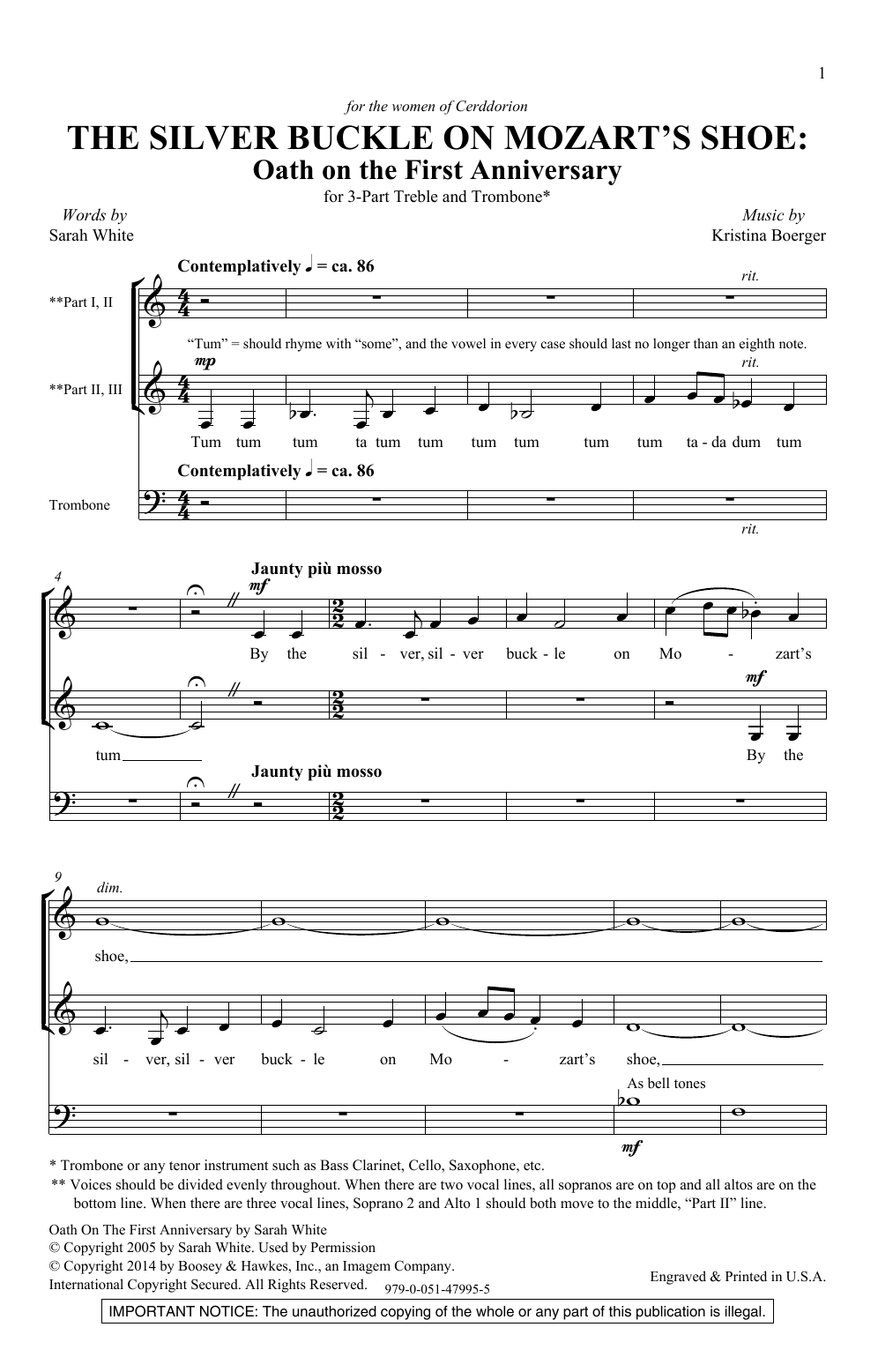 The Silver Buckle On Mozart's Shoe (SSA Choir) von Kristina Boerger
