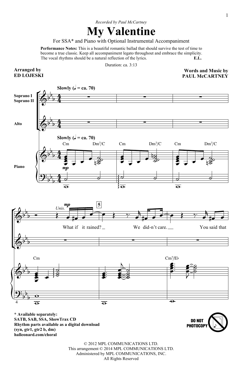 My Valentine (SSA Choir) von Ed Lojeski