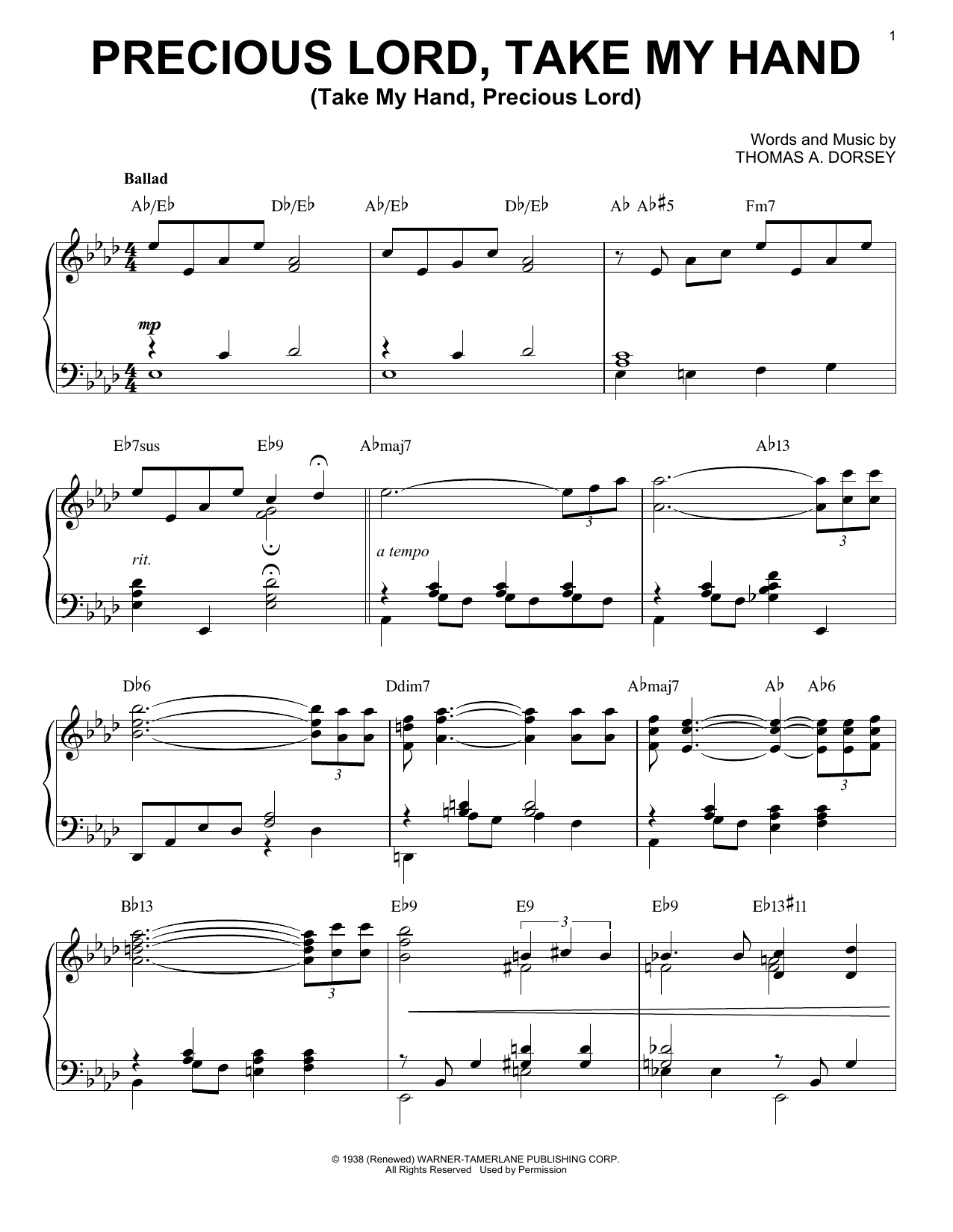 Precious Lord, Take My Hand (Take My Hand, Precious Lord) [Jazz version] (arr. Brent Edstrom) (Piano Solo) von Thomas A. Dorsey