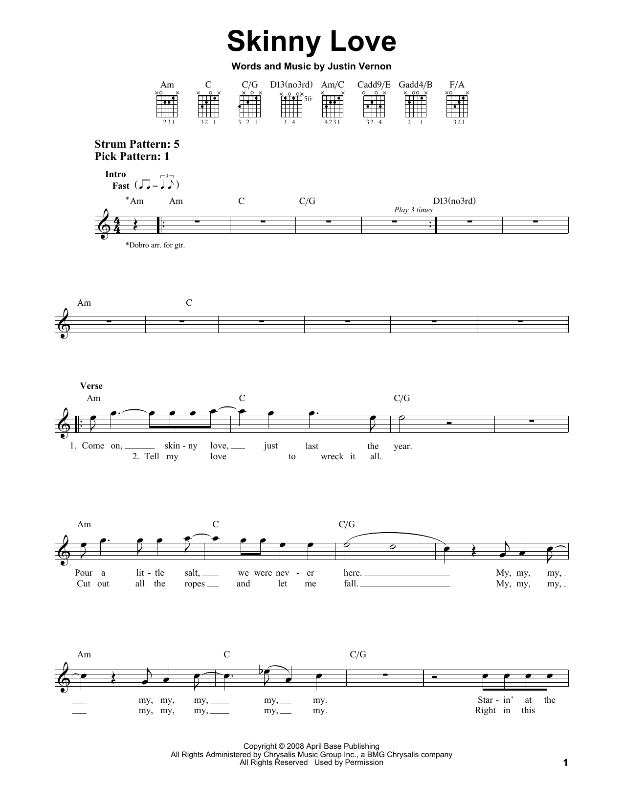 Skinny Love (Easy Guitar) von Bon Iver