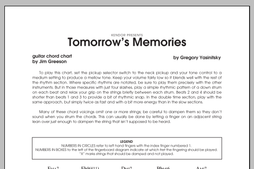 Tomorrow's Memories - Guitar (Jazz Ensemble) von Gregory Yasinitsky