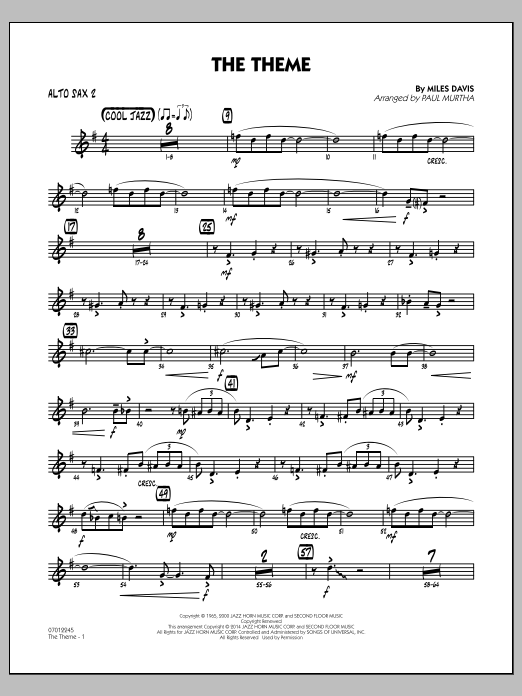 The Theme - Alto Sax 2 (Jazz Ensemble) von Paul Murtha