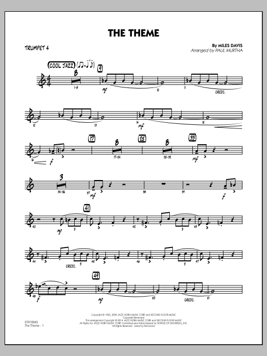 The Theme - Trumpet 4 (Jazz Ensemble) von Paul Murtha