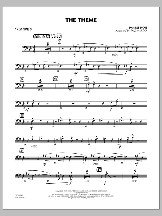 The Theme - Trombone 3 (Jazz Ensemble) von Paul Murtha