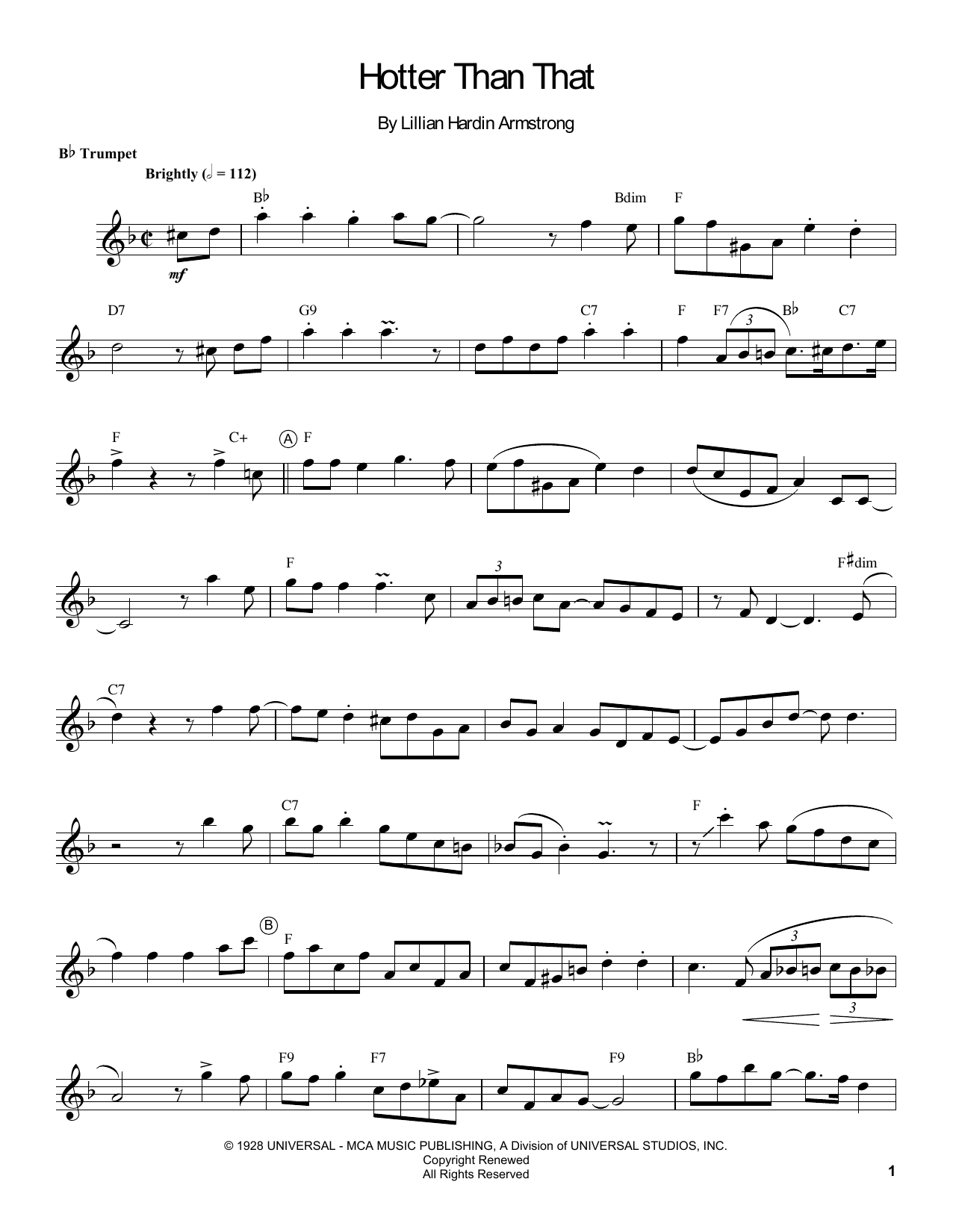 Hotter Than That (Trumpet Transcription) von Louis Armstrong