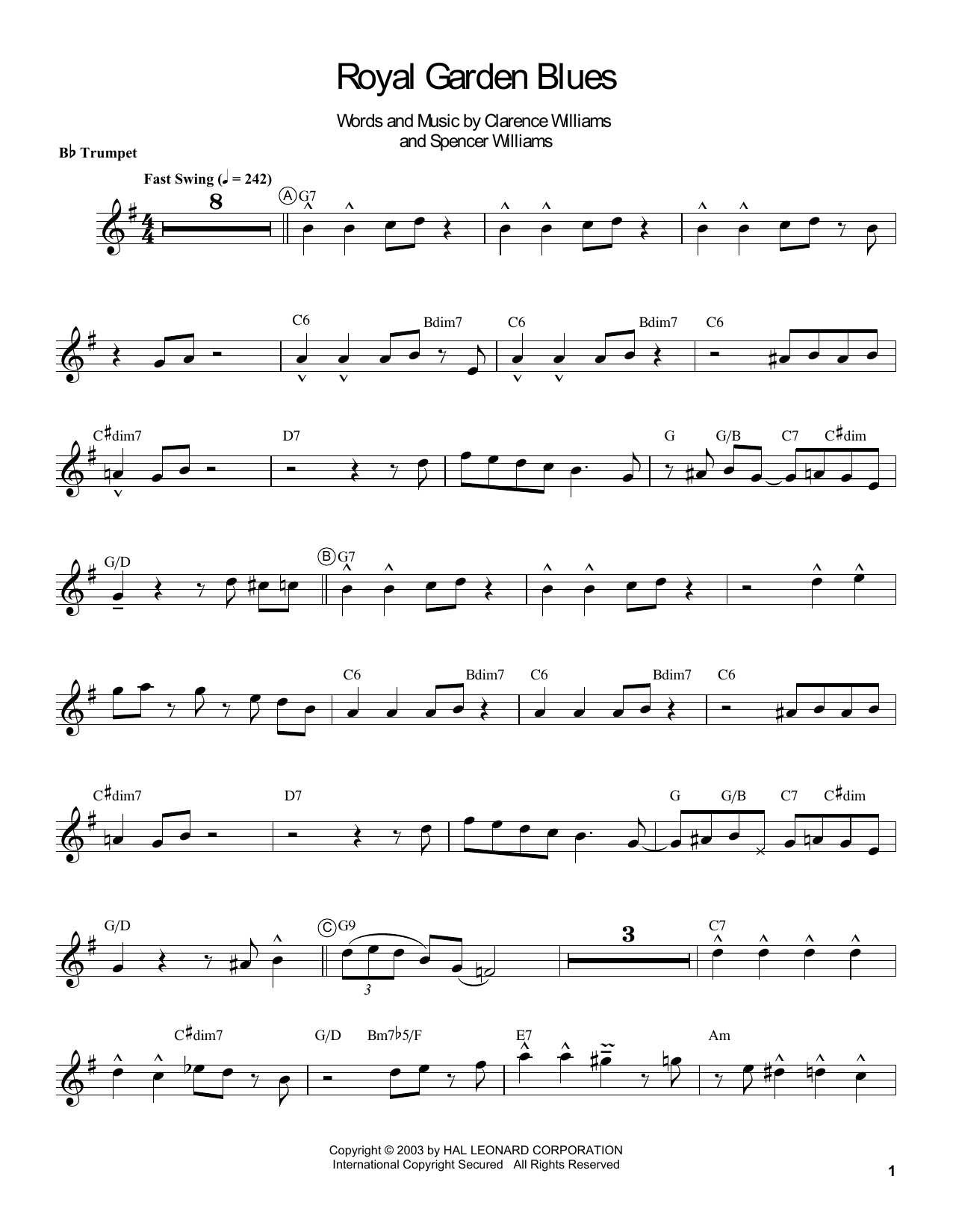Royal Garden Blues (Trumpet Transcription) von Louis Armstrong