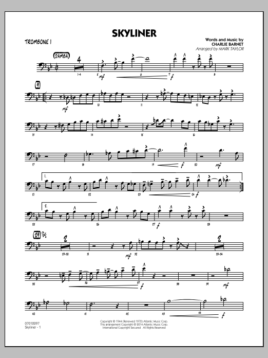 Skyliner - Trombone 1 (Jazz Ensemble) von Mark Taylor