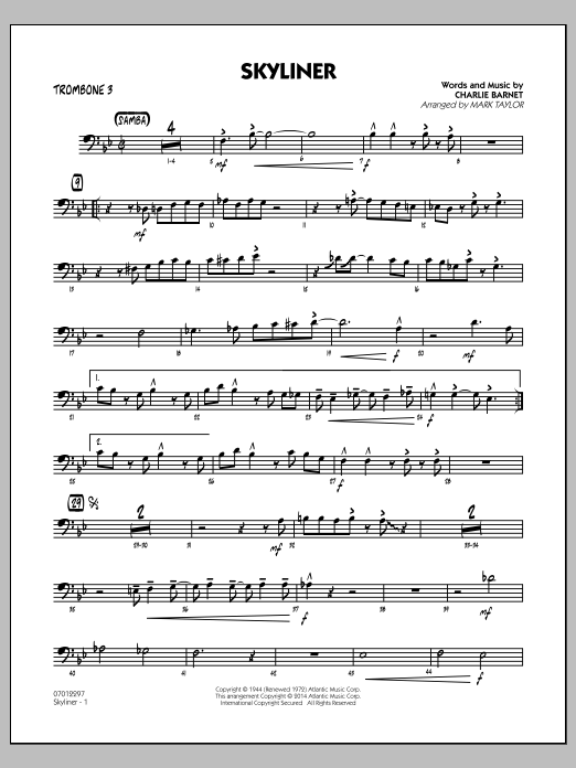 Skyliner - Trombone 3 (Jazz Ensemble) von Mark Taylor