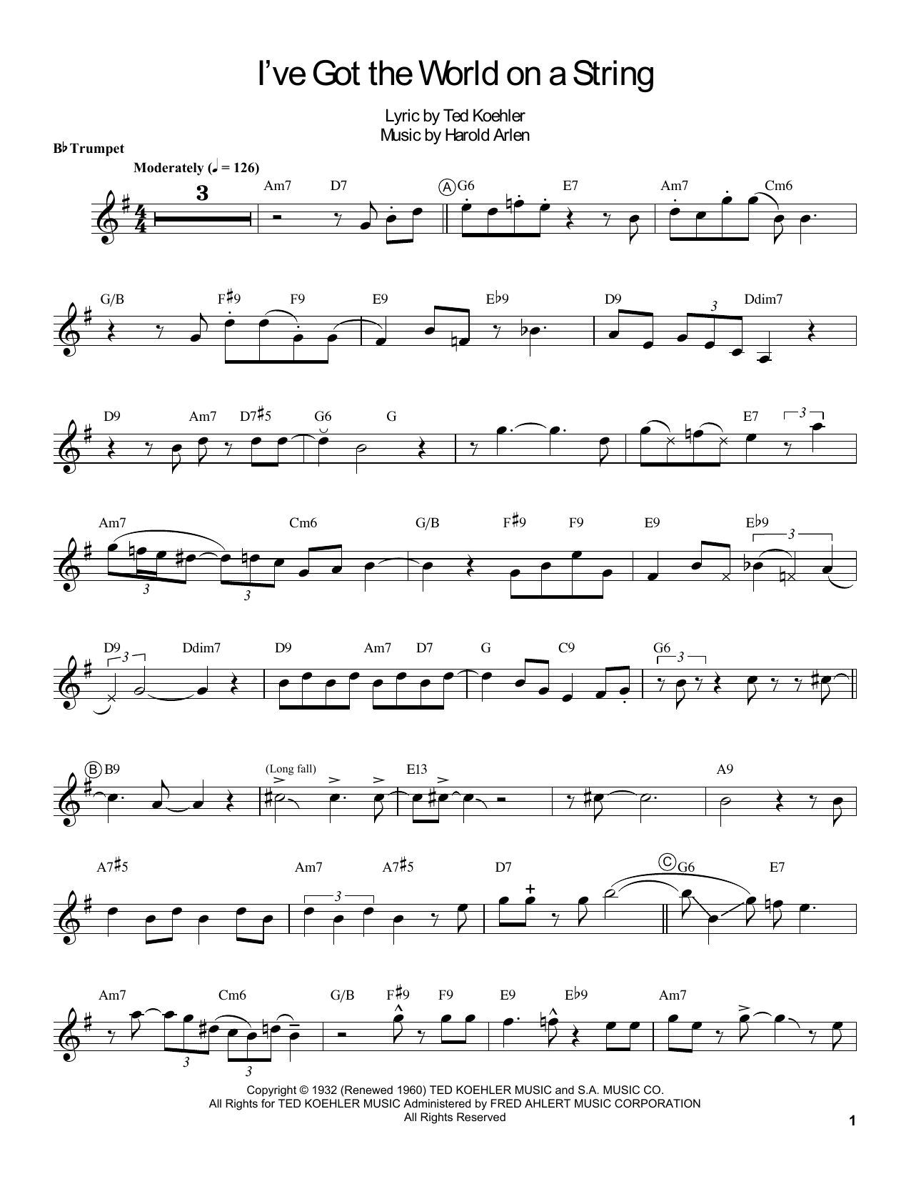 I've Got The World On A String (Trumpet Transcription) von Louis Armstrong