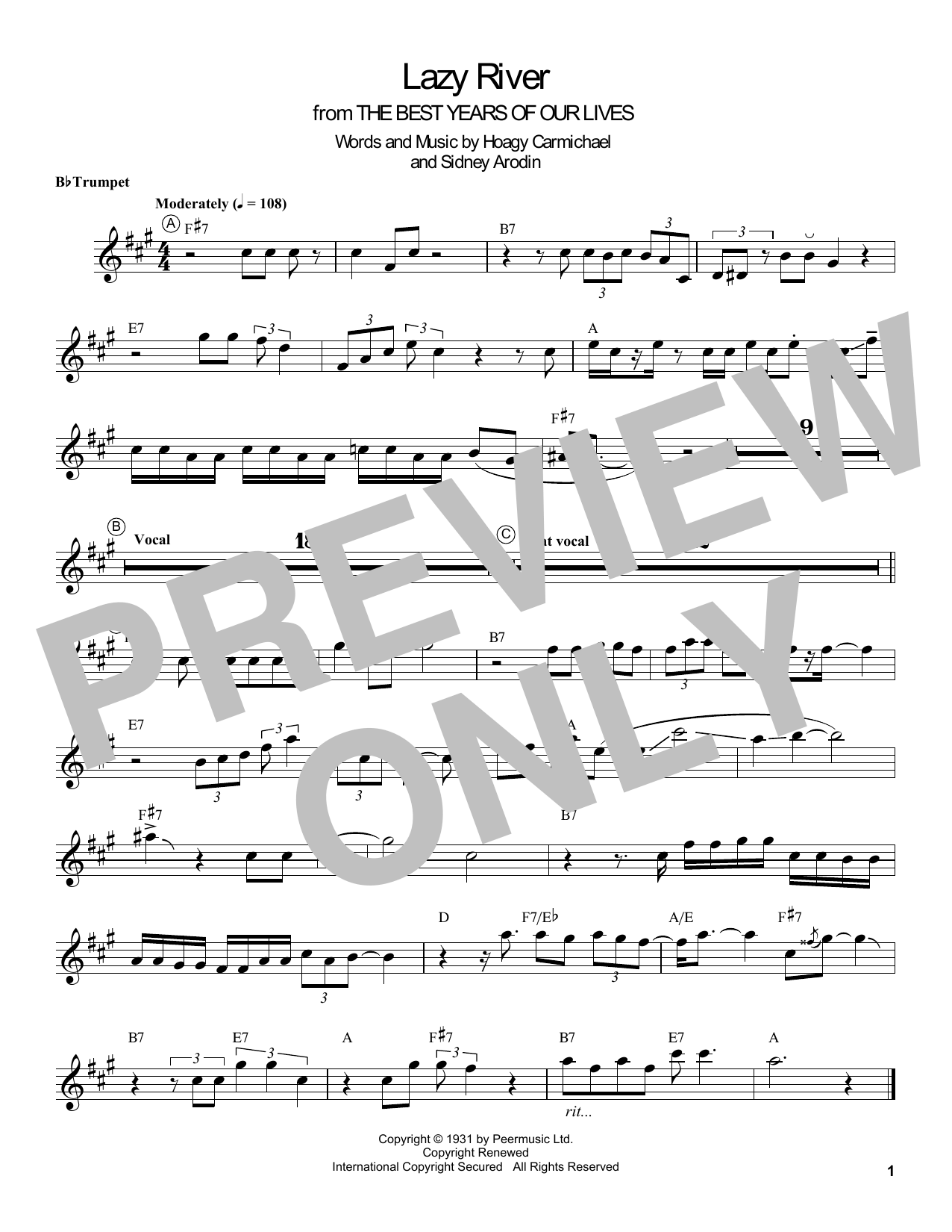 Lazy River (Trumpet Transcription) von Louis Armstrong