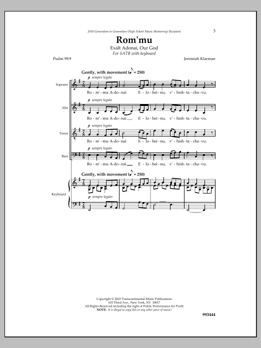 Rom'mu (SATB Choir) von Jeremiah Klarman