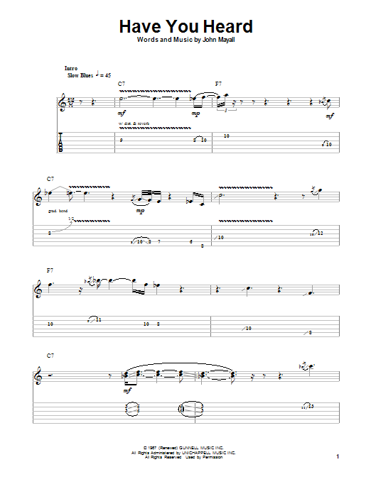 Have You Heard (Guitar Tab (Single Guitar)) von John Mayall's Bluesbreakers