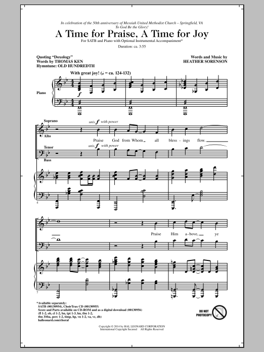 A Time For Praise, A Time For Joy (SATB Choir) von Heather Sorenson