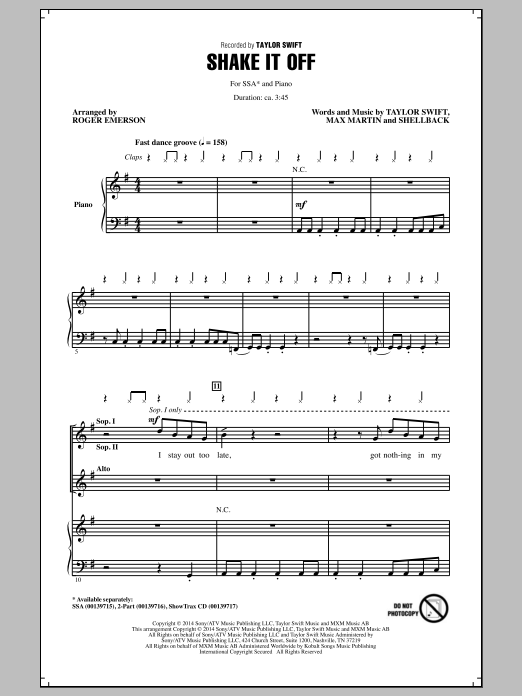 Shake It Off (SSA Choir) von Roger Emerson