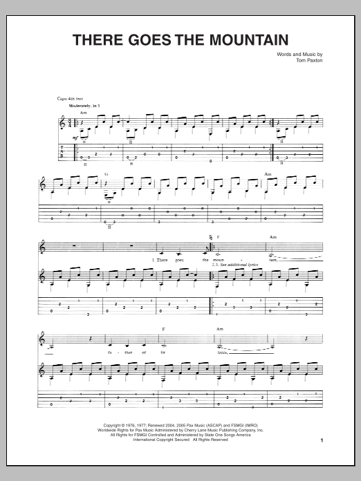 There Goes The Mountain (Guitar Tab) von Tom Paxton