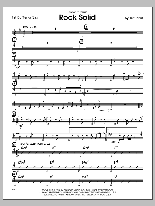 Rock Solid - 1st Bb Tenor Saxophone (Jazz Ensemble) von Jeff Jarvis
