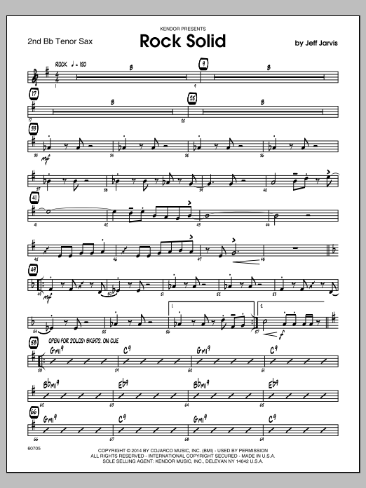 Rock Solid - 2nd Bb Tenor Saxophone (Jazz Ensemble) von Jeff Jarvis