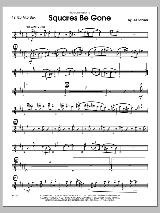 Squares Be Gone - 1st Eb Alto Saxophone (Jazz Ensemble) von Les Sabina