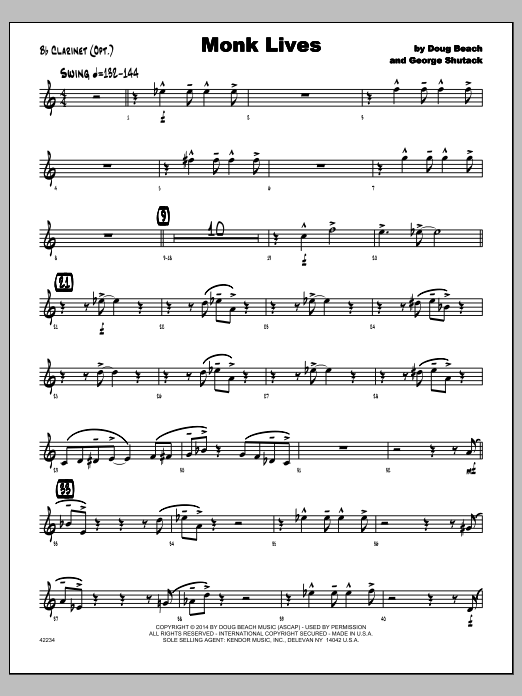 Monk Lives - Clarinet (Jazz Ensemble) von George Shutack