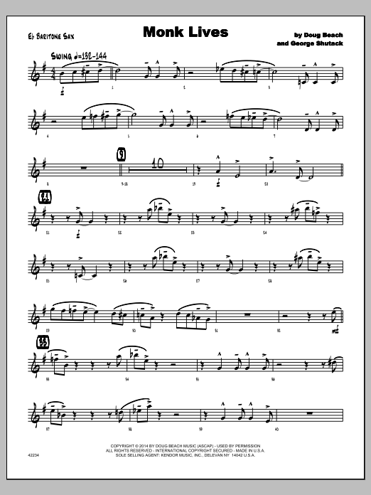 Monk Lives - Eb Baritone Sax (Jazz Ensemble) von George Shutack