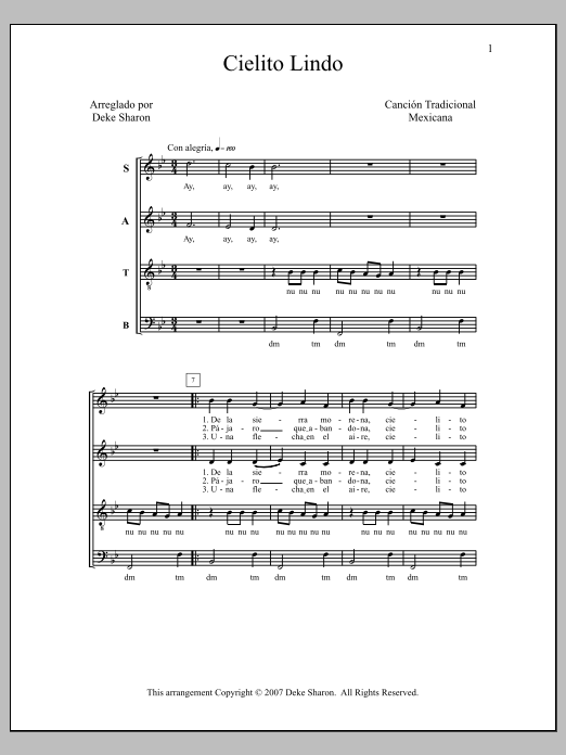 Cielito Lindo (SATB Choir) von Deke Sharon