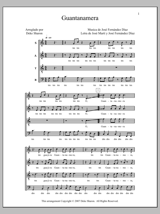 Guantanamera (SATB Choir) von Deke Sharon