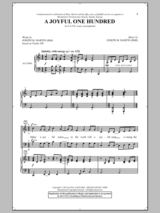 A Joyful One Hundred (SATB Choir) von Joseph M. Martin