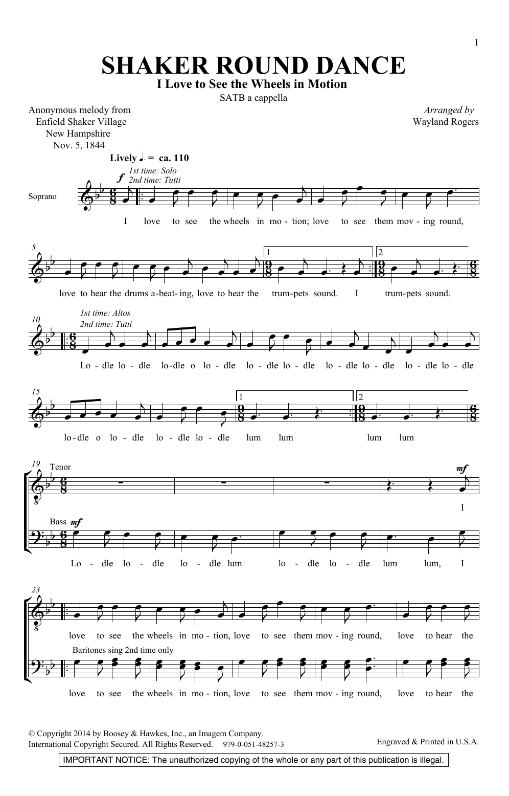 Shaker Round Dance (SATB Choir) von Wayland Rogers