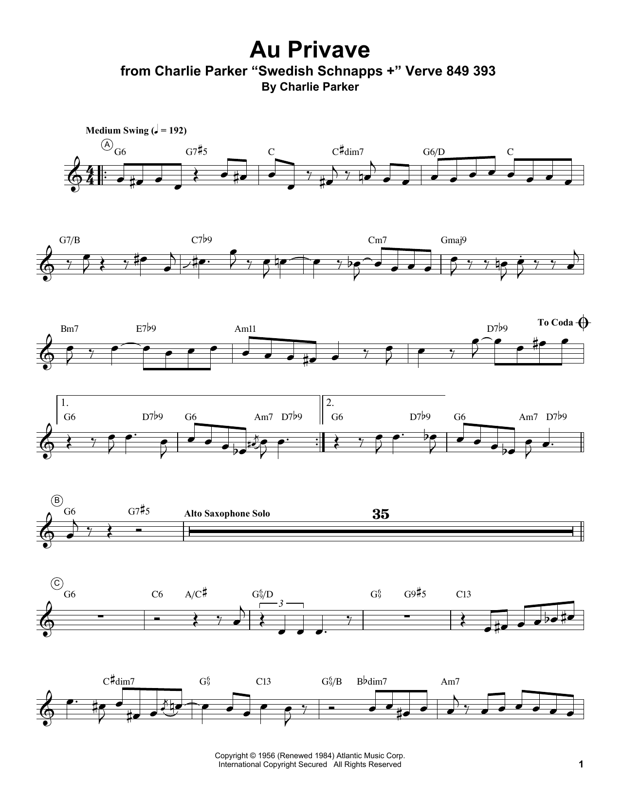 Au Privave (Trumpet Transcription) von Miles Davis