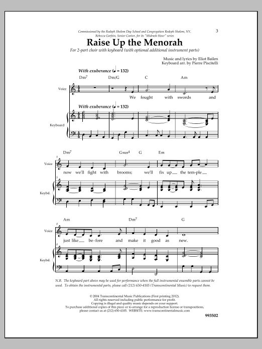 Raise Up the Menorah (2-Part Choir) von Eliot Bailen