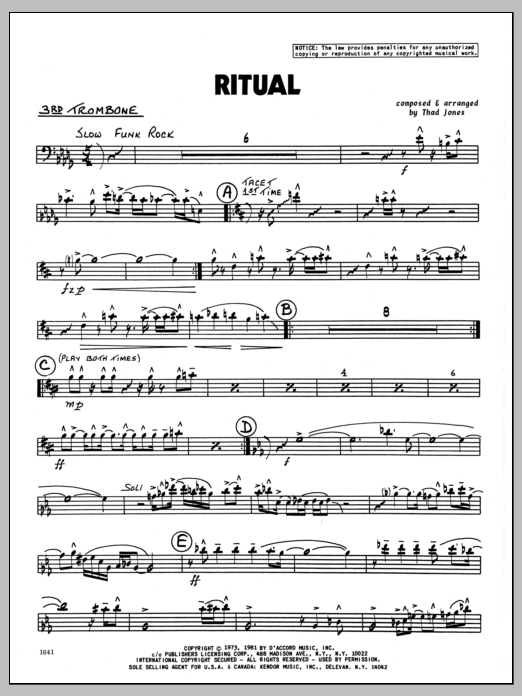 Ritual - 3rd Trombone (Jazz Ensemble) von Thad Jones