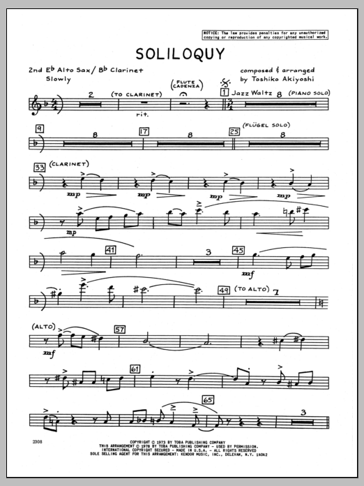 Soliloquy - 2nd Eb Alto Saxophone (Jazz Ensemble) von Toshiko Akiyoshi