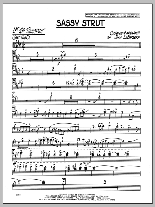 Sassy Strut - 1st Bb Trumpet (Jazz Ensemble) von John LaBarbara