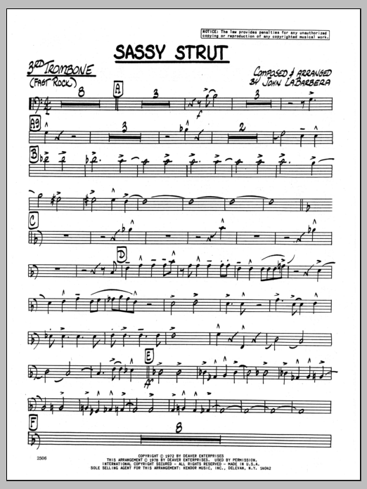 Sassy Strut - 3rd Trombone (Jazz Ensemble) von John LaBarbara