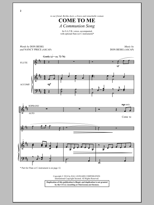 Come To Me (A Communion Song) (SATB Choir) von Don Besig