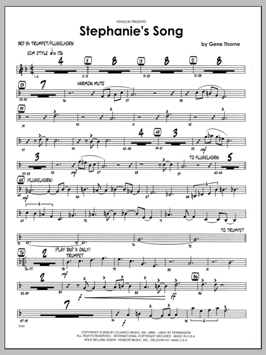 Stephanie's Song - 3rd Bb Trumpet (Jazz Ensemble) von Gene Thorne