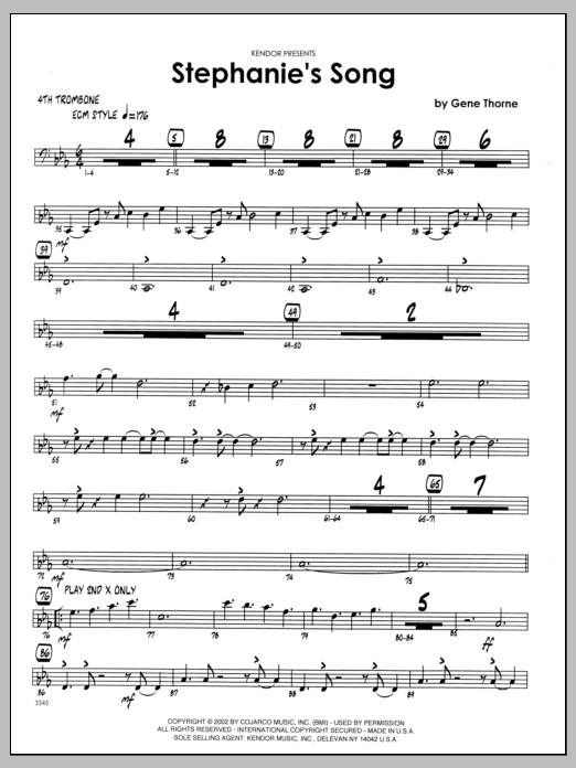 Stephanie's Song - 4th Trombone (Jazz Ensemble) von Gene Thorne