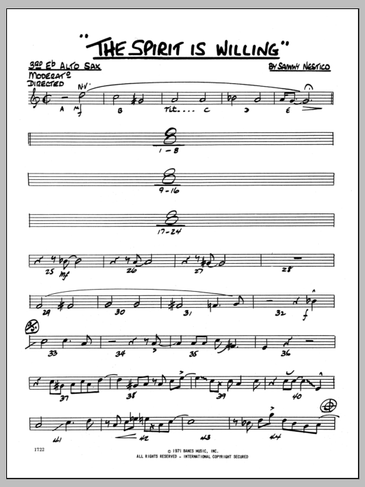 The Spirit Is Willing - 3rd Eb Alto Saxophone (Jazz Ensemble) von Sammy Nestico