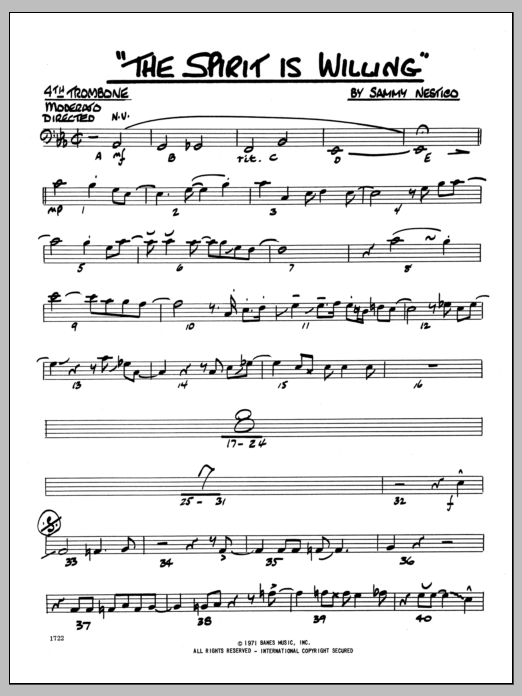 The Spirit Is Willing - 4th Trombone (Jazz Ensemble) von Sammy Nestico