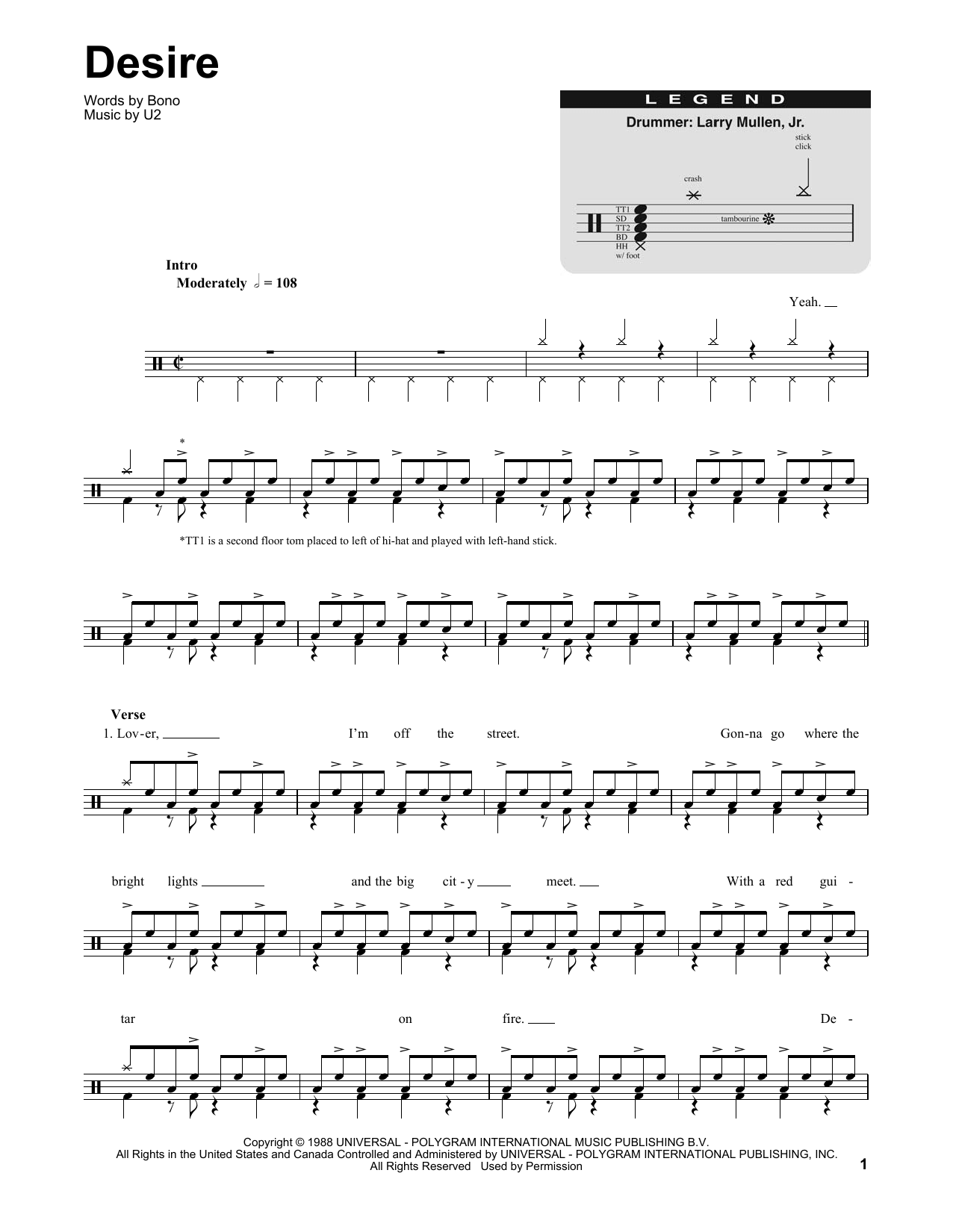 Desire (Drums Transcription) von U2