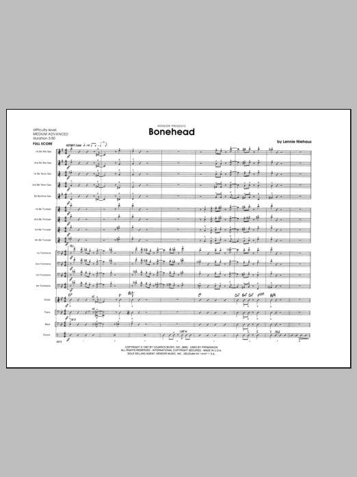 Bonehead - Full Score (Jazz Ensemble) von Lennie Niehaus