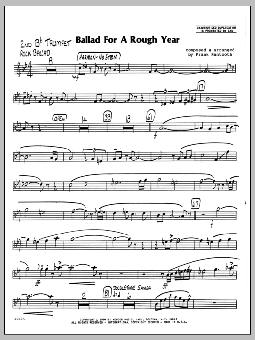 Ballad For A Rough Year - 2nd Bb Trumpet (Jazz Ensemble) von Frank Mantooth