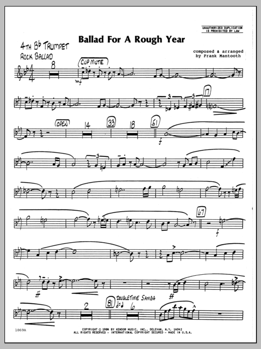 Ballad For A Rough Year - 4th Bb Trumpet (Jazz Ensemble) von Frank Mantooth