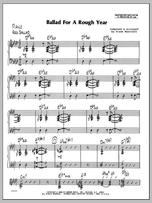 Ballad For A Rough Year - Piano (Jazz Ensemble) von Frank Mantooth