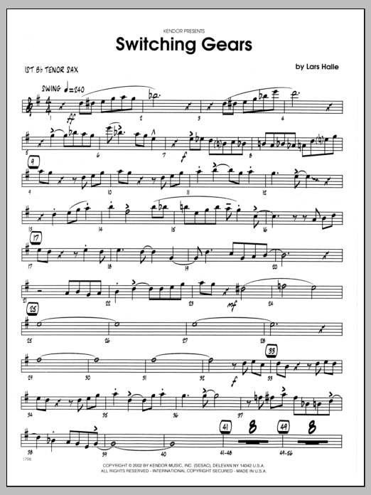 Switching Gears - 1st Bb Tenor Saxophone (Jazz Ensemble) von Lars Halle