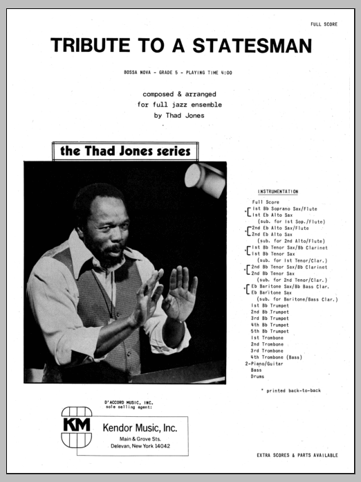 Tribute To A Statesman - Full Score (Jazz Ensemble) von Thad Jones