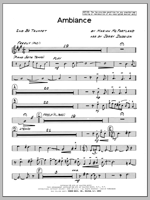 Ambiance - 2nd Bb Trumpet (Jazz Ensemble) von Marian McPartland