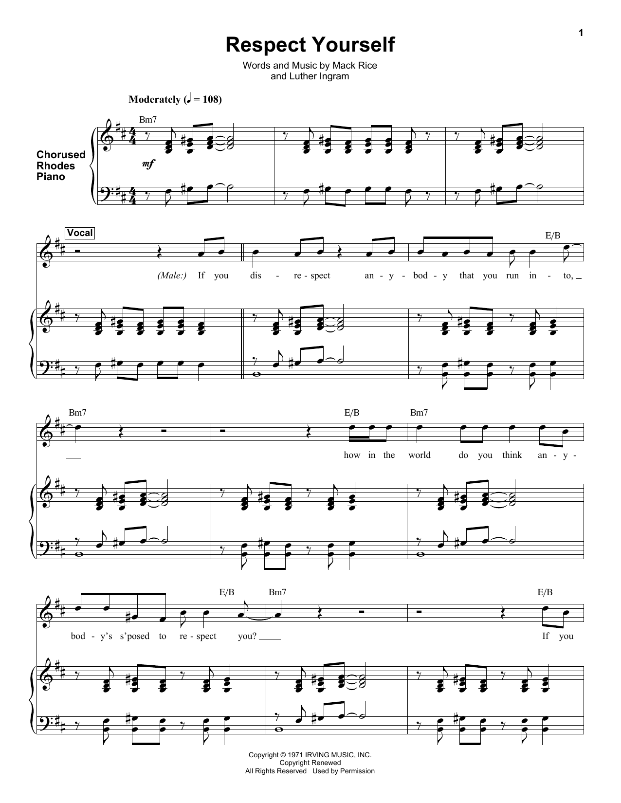 Respect Yourself (Keyboard Transcription) von The Staple Singers