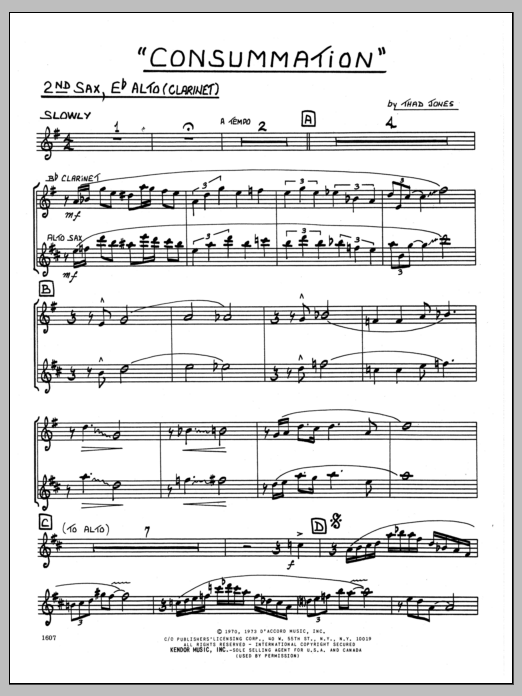 Consummation - 2nd Eb Alto Saxophone (Jazz Ensemble) von Thad Jones