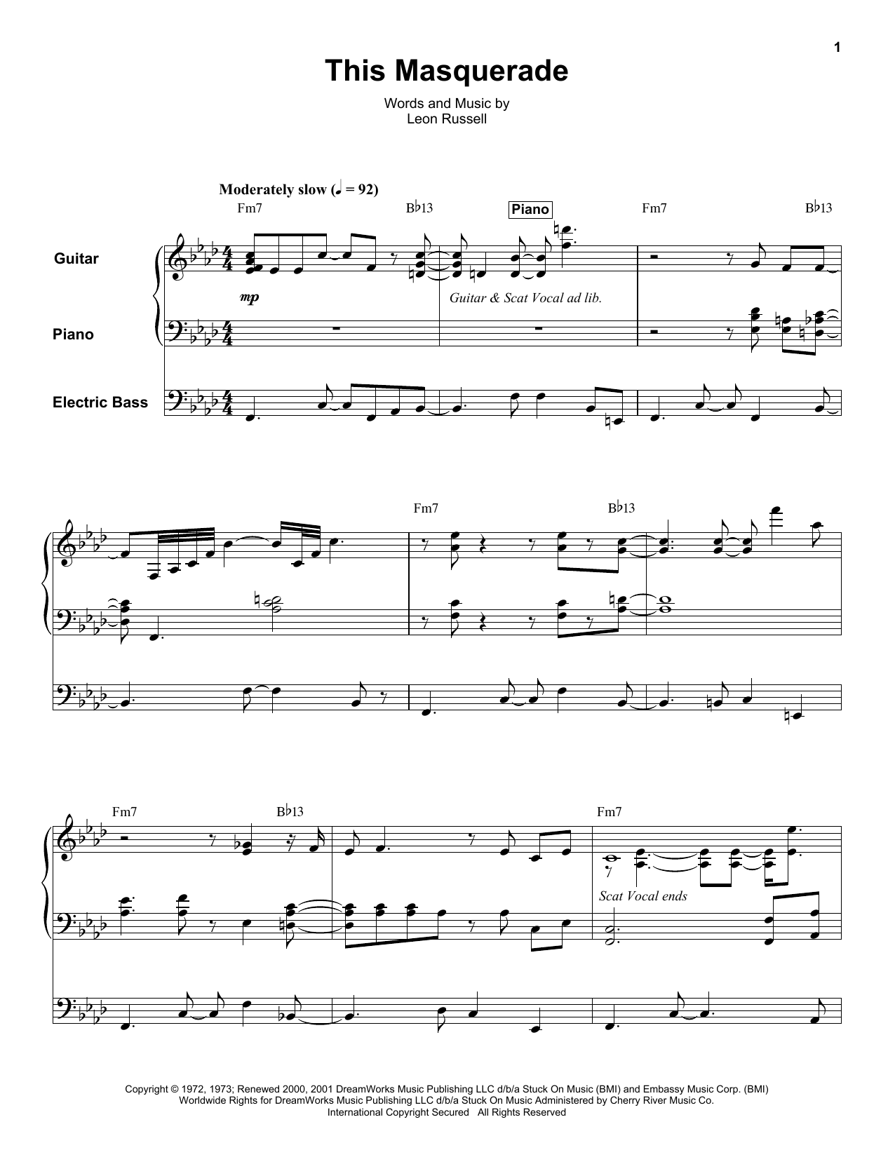 This Masquerade (Keyboard Transcription) von George Benson